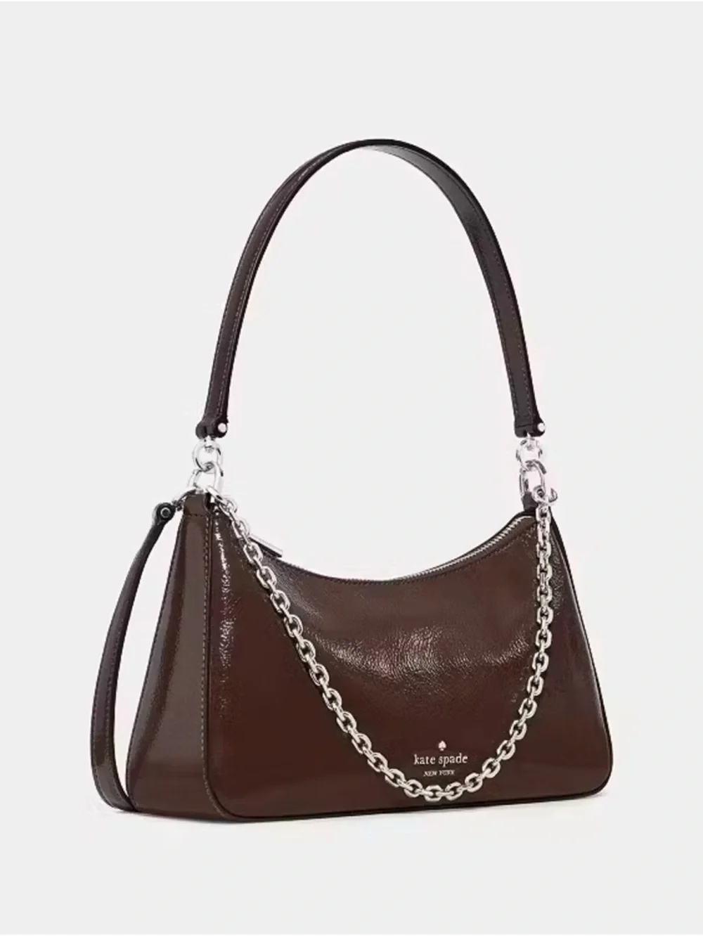 Kate Spade Margot Shiny Patent Leather Shoulder Bag Hot Fudge